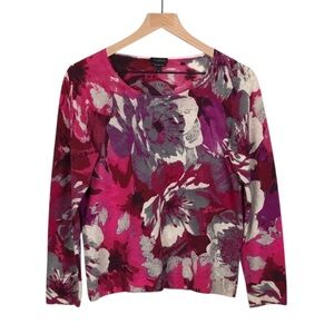 Talbots Merino Wool Pullover Sweater Floral Large